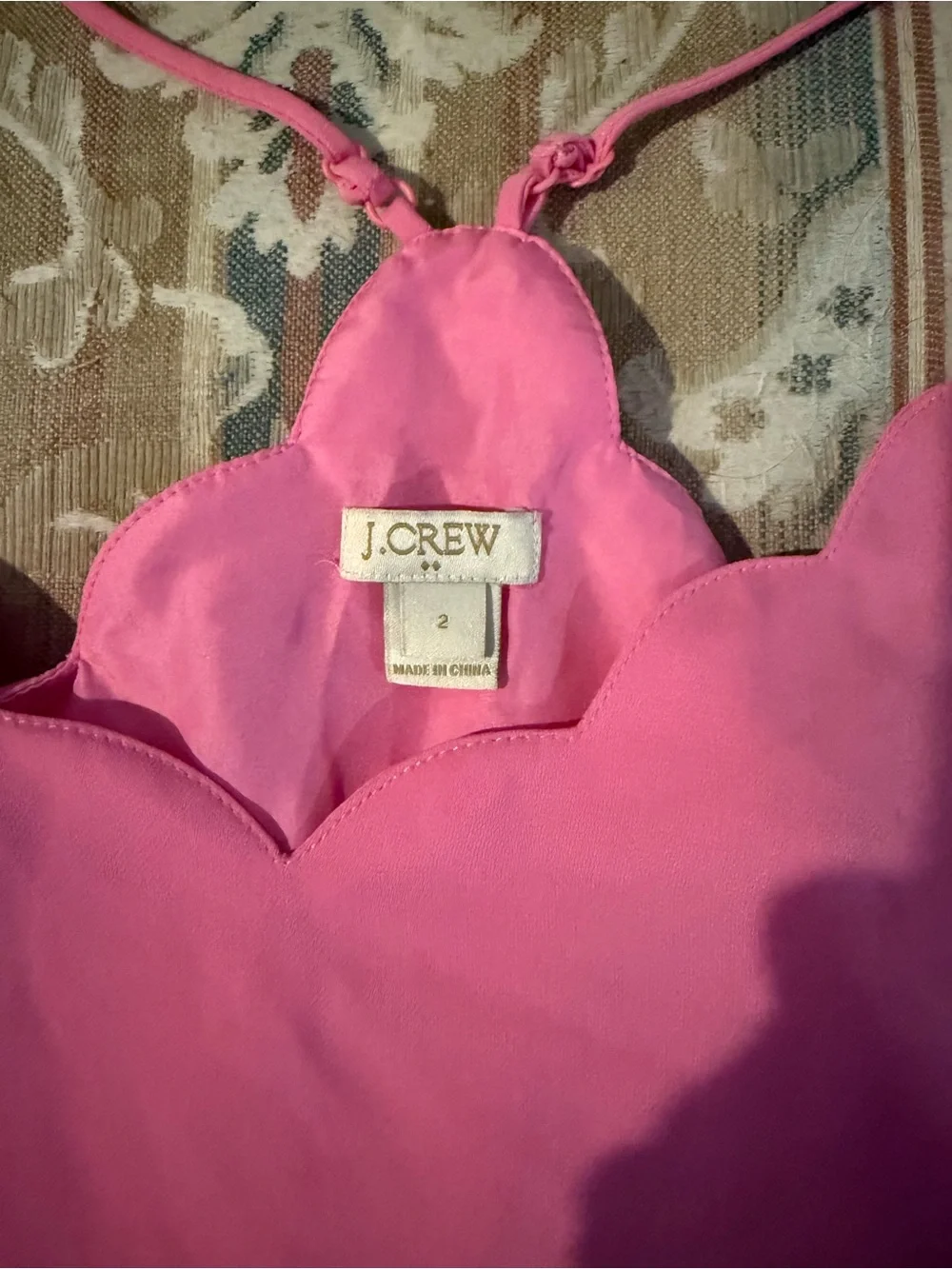 J crew pink polyester scalloped fully lined camisole